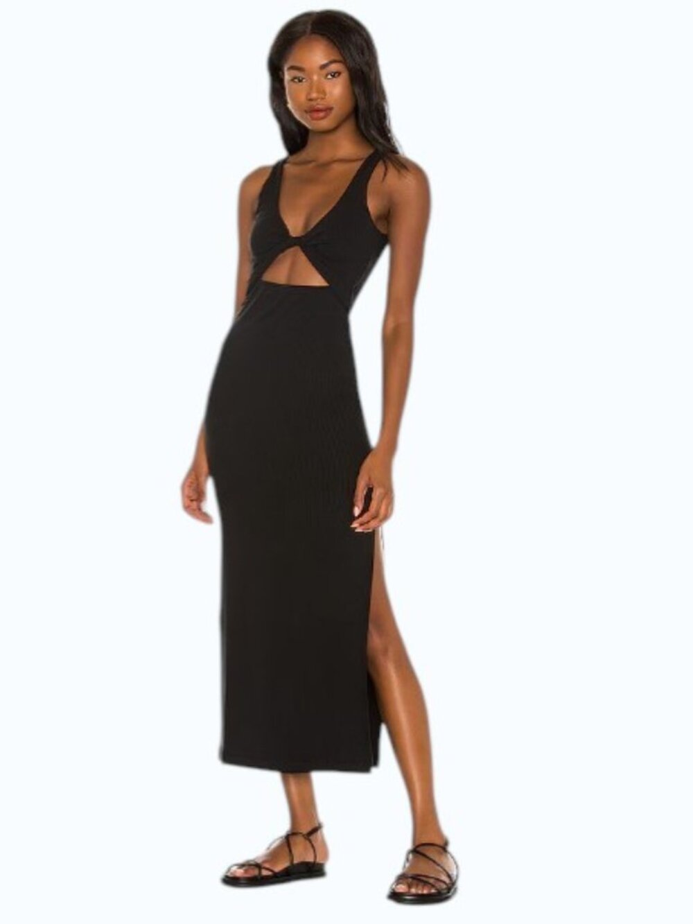 NEW L*Space Black Knit Nico Maxi Tank Dress With Side Slits